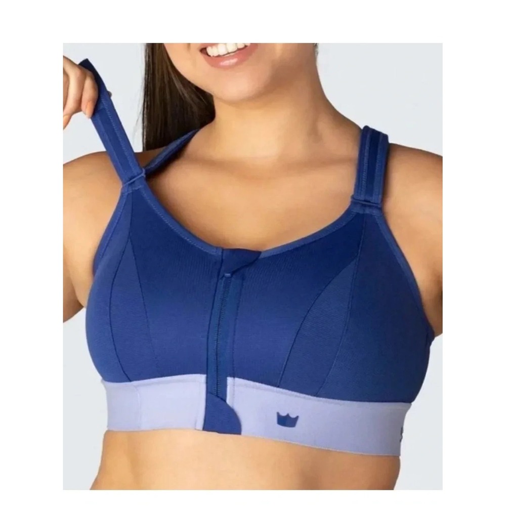 Shefit Ultimate Sports Bra High Impact Zip Front Wireless NWT Luxe Large Sapphir